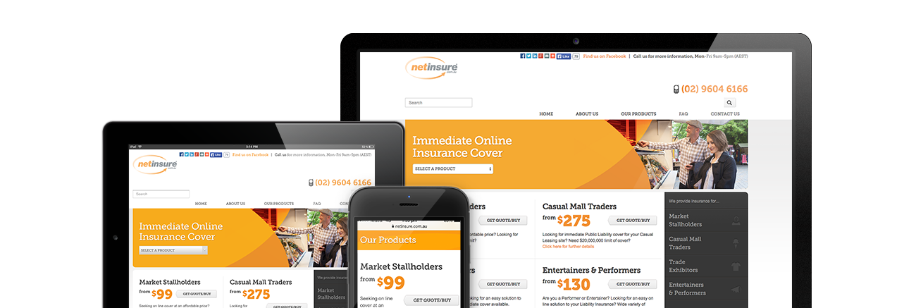 NetinsureResponsive Website with Online Payment and Business Automation